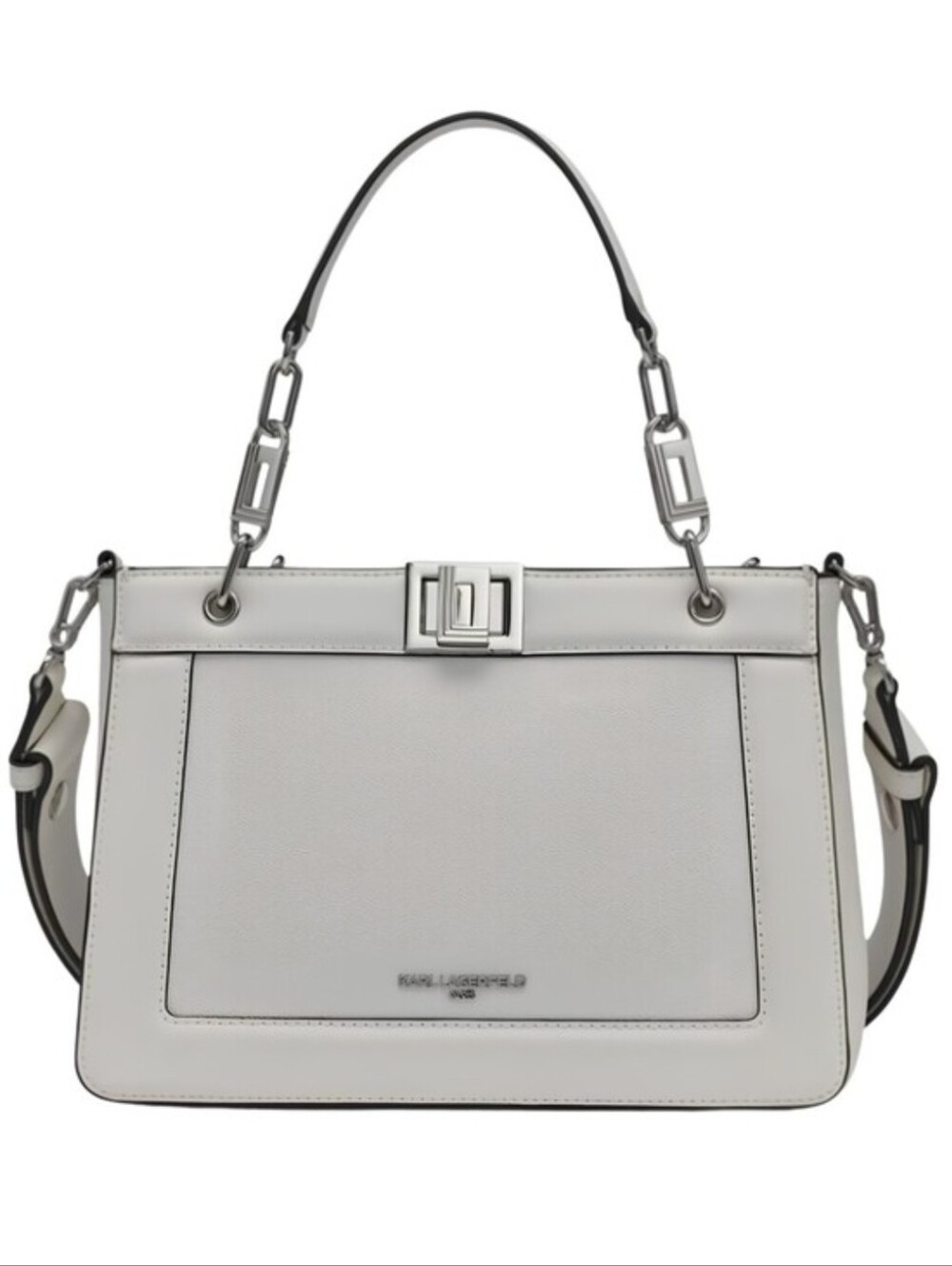 Karl Lagerfeld Winter White Ivette Top-Handle Satchel Or Cross Body NWT